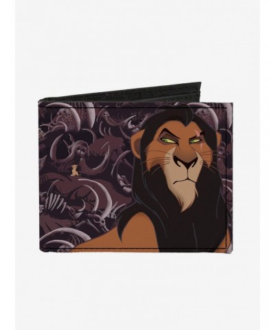 Disney The Lion King Scar Pose Elephant Graveyard Bones Bifold Canvas Wallet $7.32 Wallets