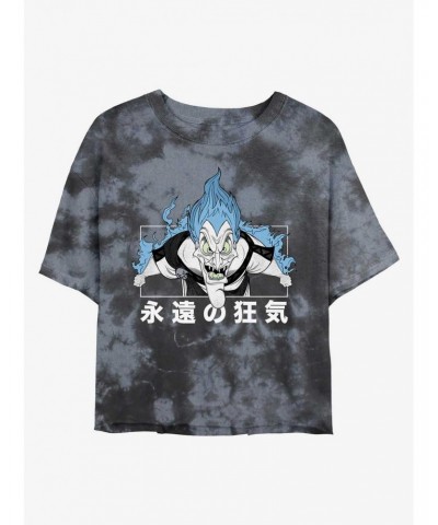 Disney Villains Hades Fire Face Japanese Lettering Tie-Dye Girls Crop T-Shirt $10.40 T-Shirts